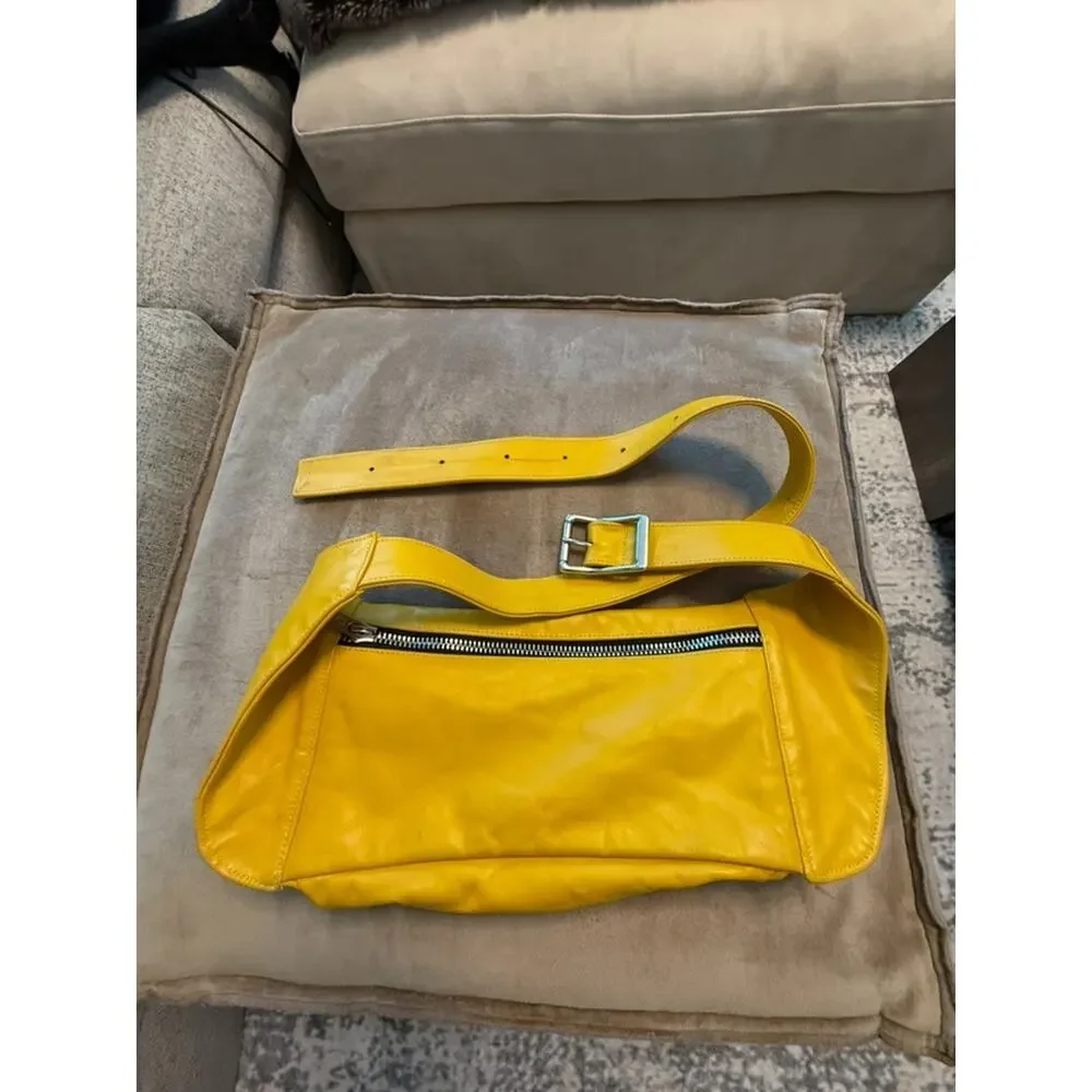 Gallery Dept Logo Print Leather Belt Bag Yellow Mr Porter Exclusive $950 Retail